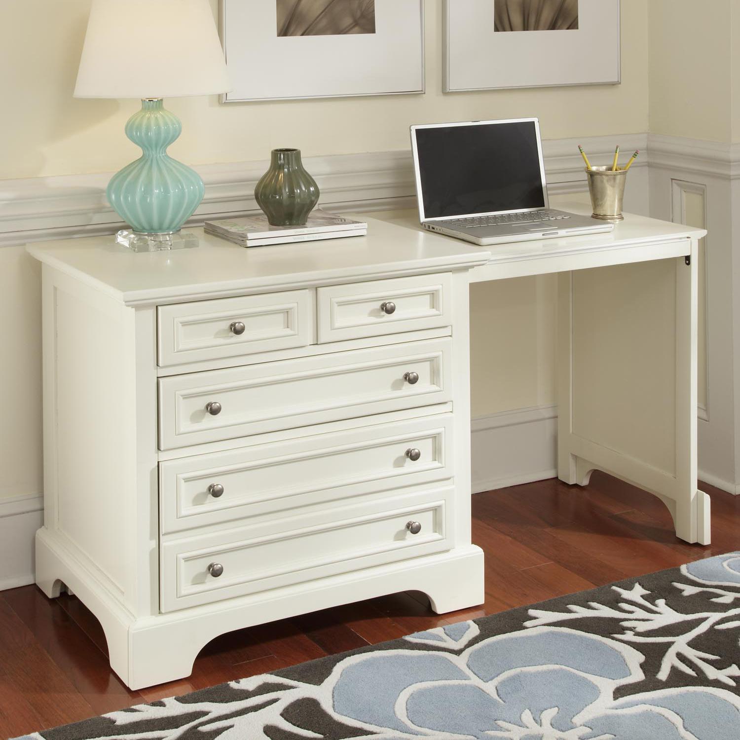 Home Styles Naples White Expandable Desk with Brushed Nickel Hardware